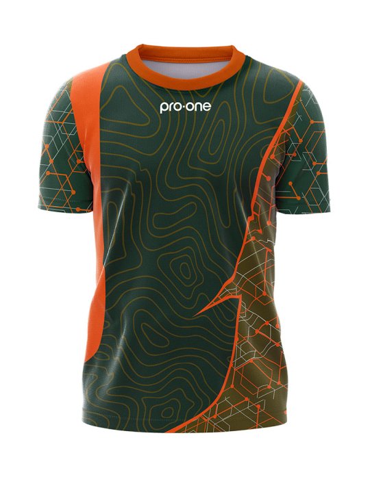 Camiseta Arquero M/Corta Pro-One New Axie Verde Army/Naranja