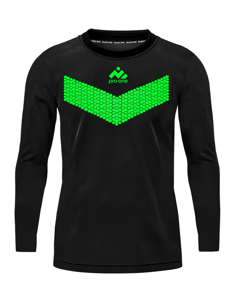 Camiseta Arquero M/Larga Pro-One Premier Negro/Logo Verde Neón