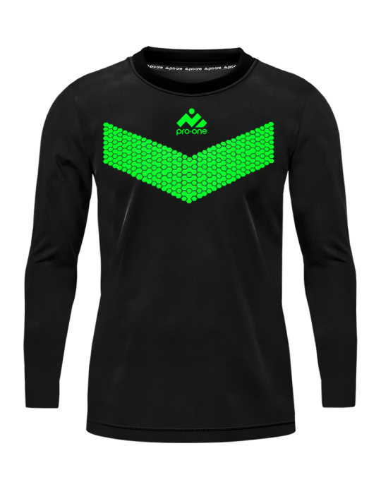 Camiseta Arquero M/Larga Pro-One Premier Negro/Logo Verde Neón