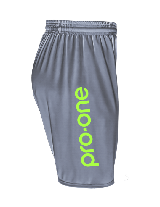 Short Pro-One Evo Gris Intermedio/Logo Amarillo Neón